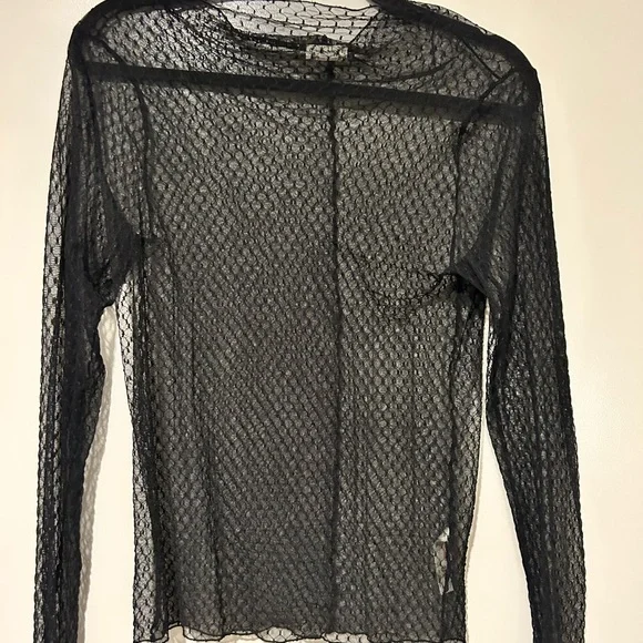 Free People Black Sheer Mesh Blouse - Picture 1 of 2